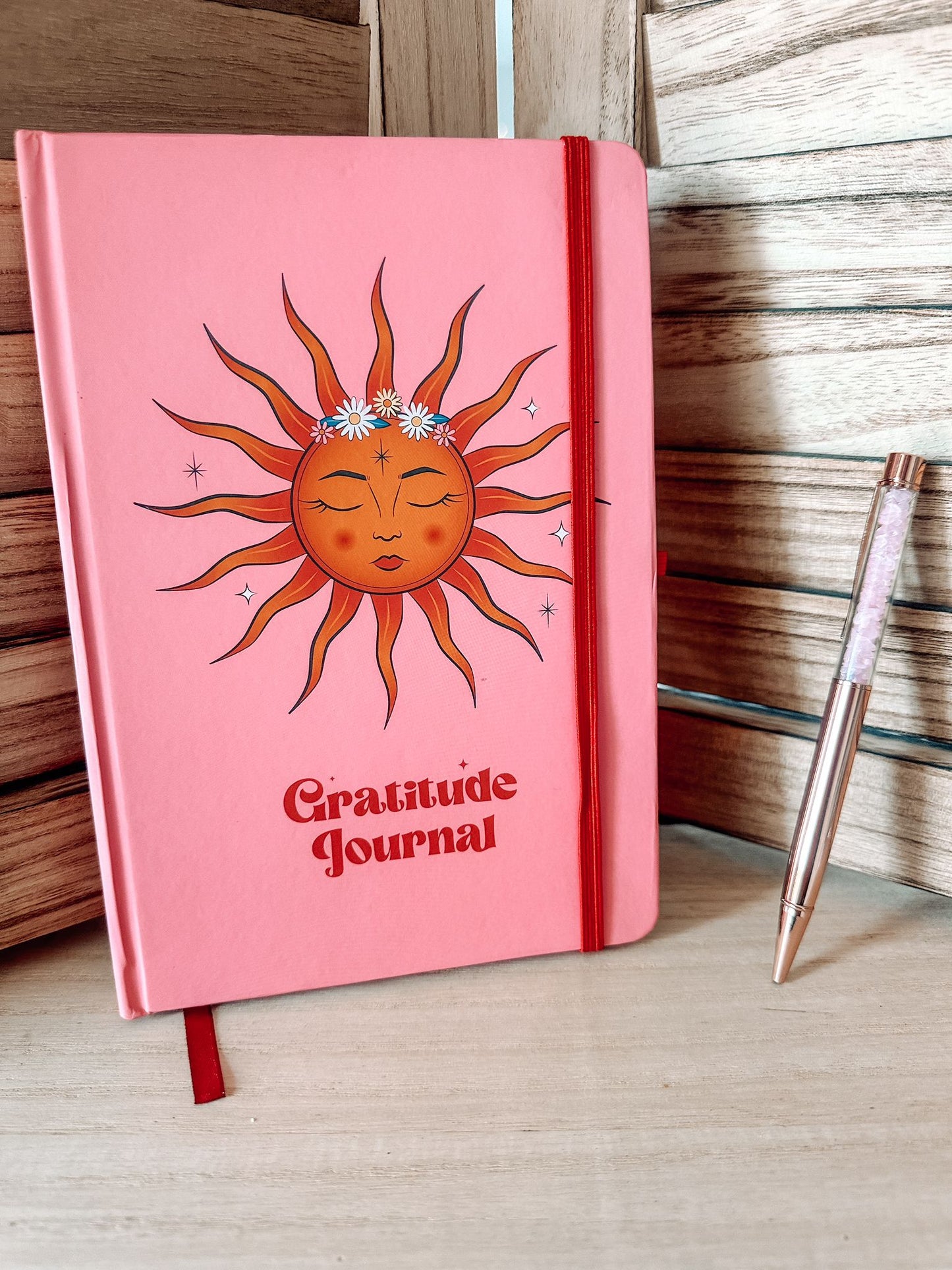 Rayonnez de Gratitude : Journal Soleil et Stylo en Quartz Rose