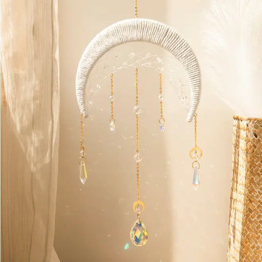 Attrape-Soleil Artistique en Coton Tissé avec Prisme en Cristal : Éclat et Élégance