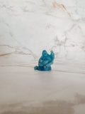Petit Bouddha Bleu Rieur avec Mains Levées | Joie et Lâcher-prise
