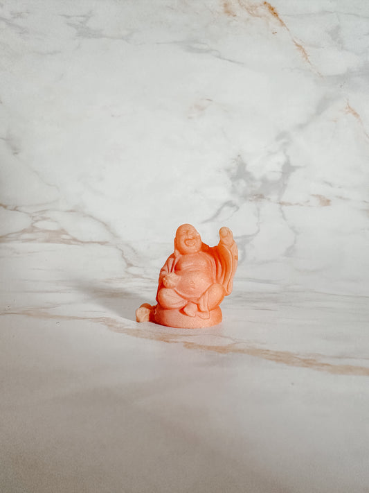 Petit Bouddha Rose Rieur avec Mains Levées | Joie et Lâcher-prise