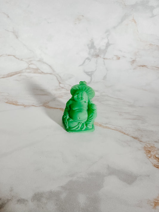 Petit Bouddha Vert avec Parasol | Protection et Bonheur