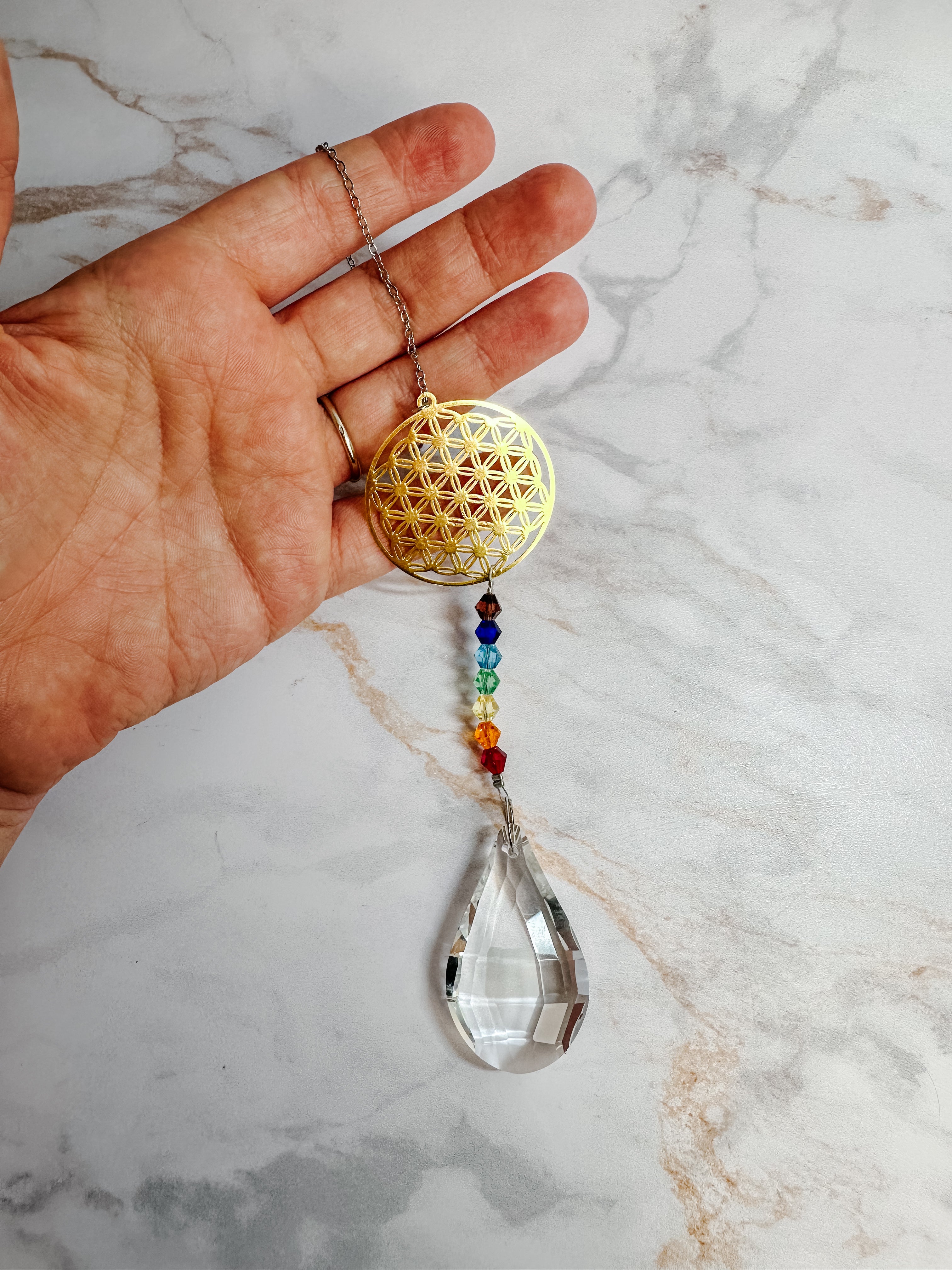 Attrape-soleil Fleur de Vie & 7 Chakras – Cristal Feng Shui