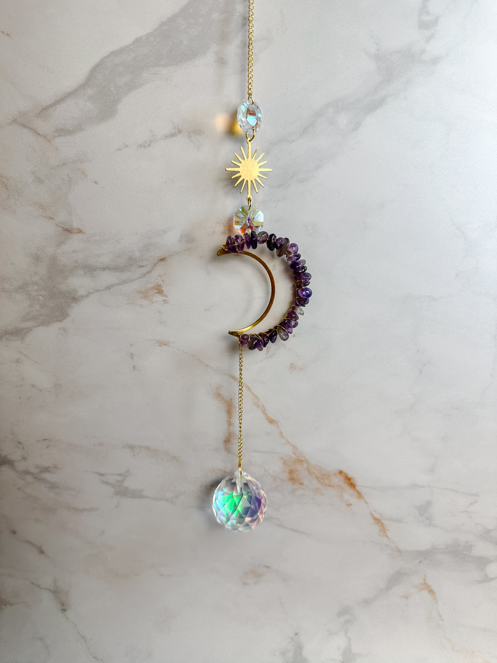 Attrape-soleil Lune d’Améthyste & Soleil – Cristal Feng Shui