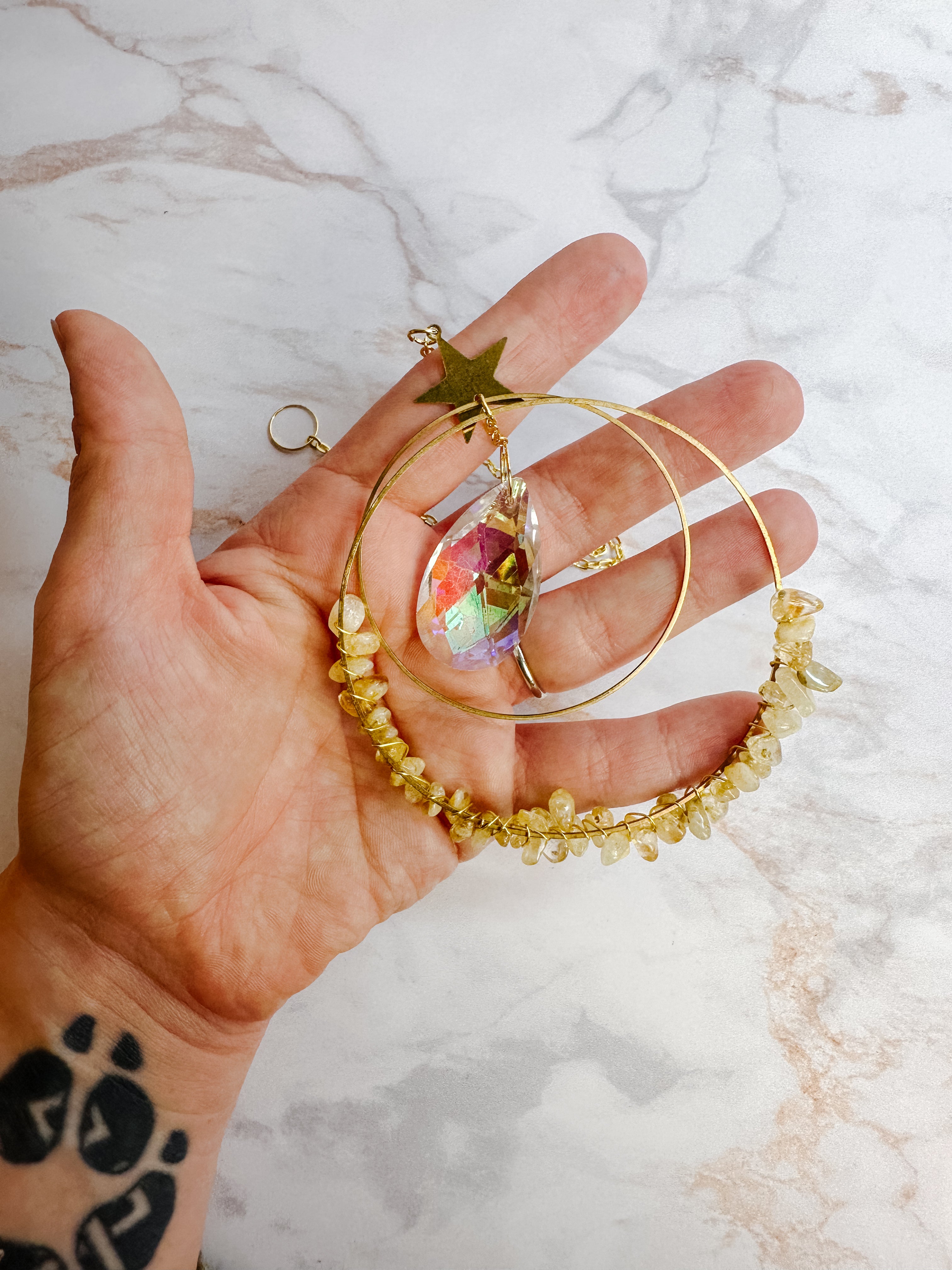 Attrape-soleil Étoile & Citrine – Cristal Feng Shui