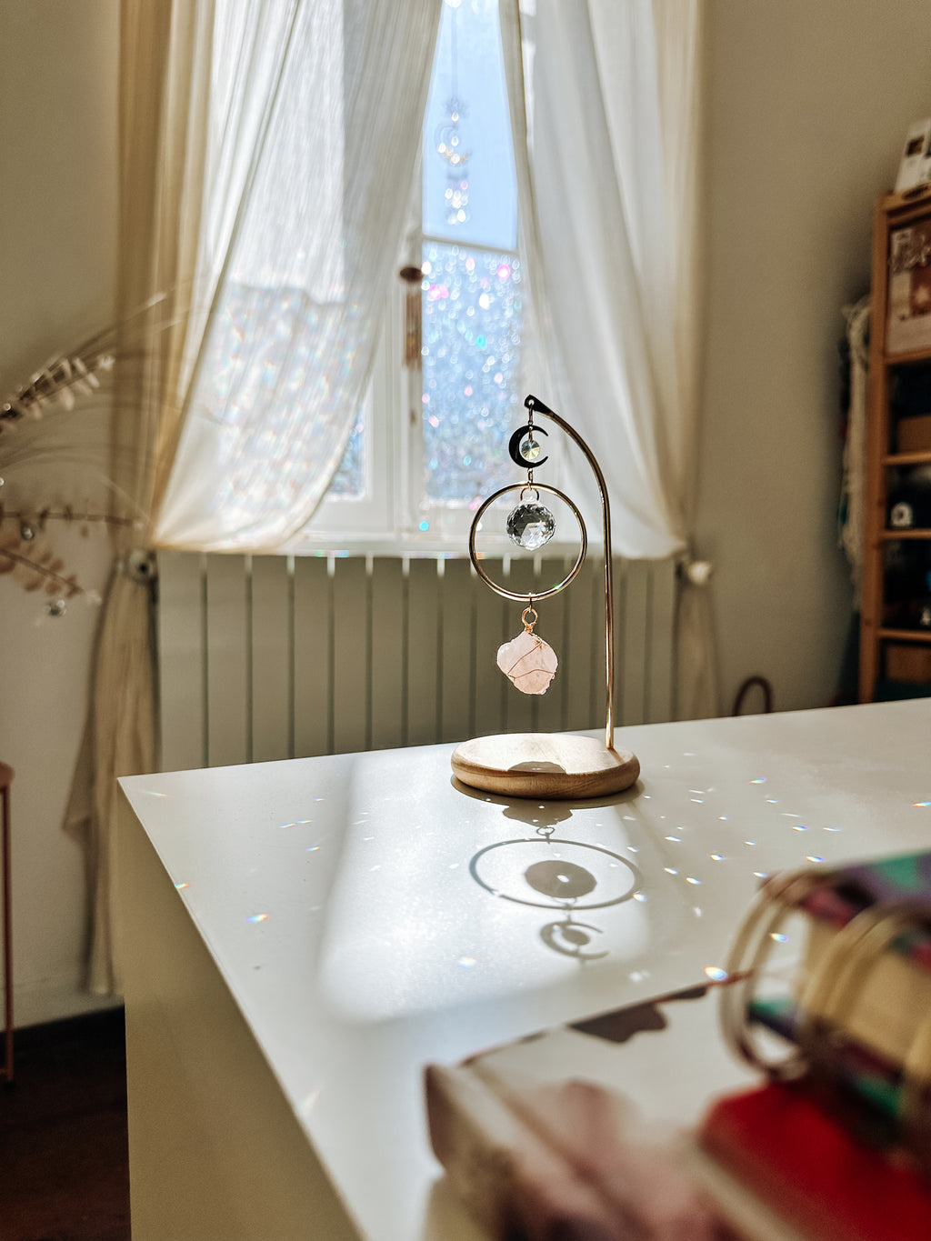 Attrape-Soleil Lune & Quartz Rose – Harmonie & Douce Lumière