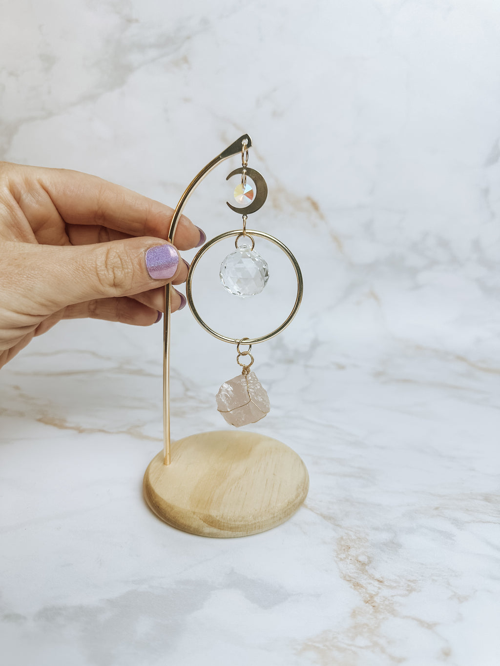 Attrape-Soleil Lune & Quartz Rose – Harmonie & Douce Lumière
