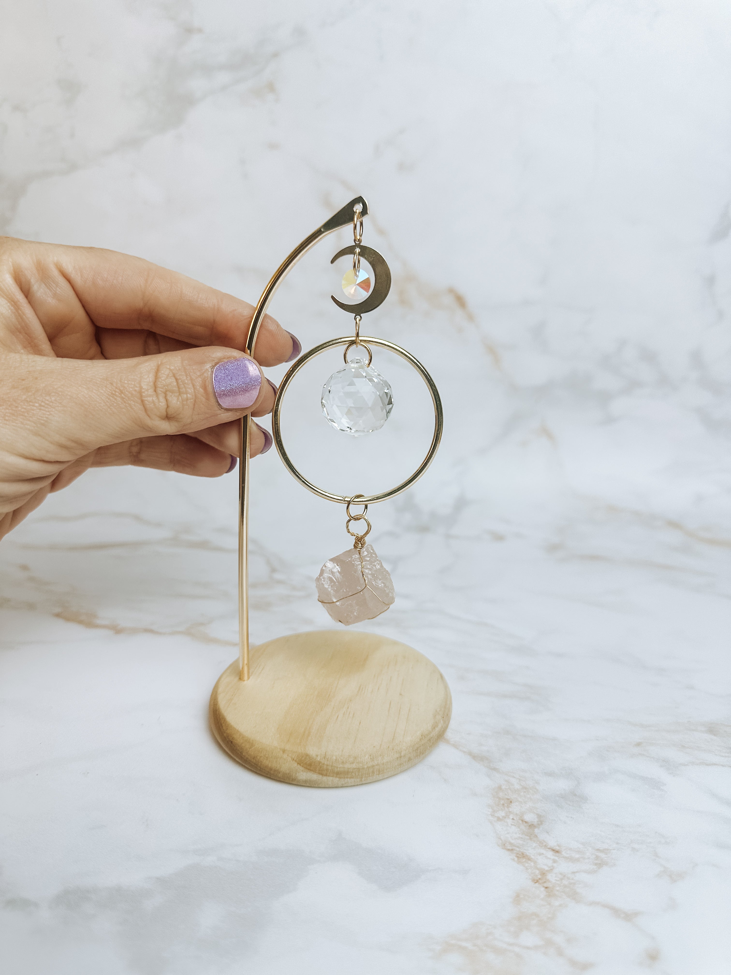 Attrape-Soleil Lune & Quartz Rose – Harmonie & Douce Lumière