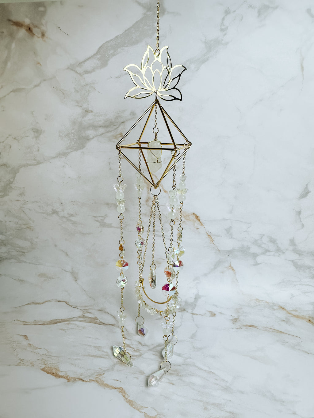 Grand Attrape-Soleil Lotus & Cristal de Roche – Lumière & Harmonie