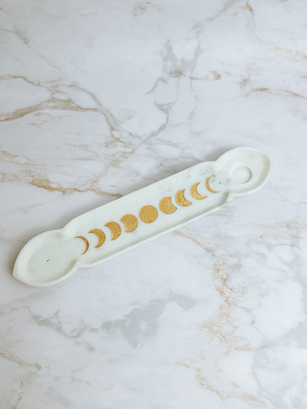 Brûle-Encens Phases de Lune en Marbre Blanc – Porte-Encens & Cônes
