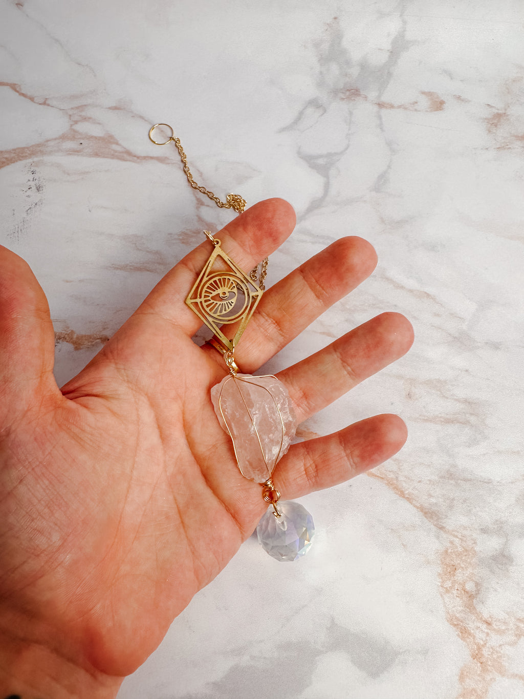 Attrape-soleil Œil protecteur & quartz rose