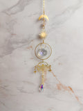 Attrape-soleil Papillon céleste, lune & quartz rose