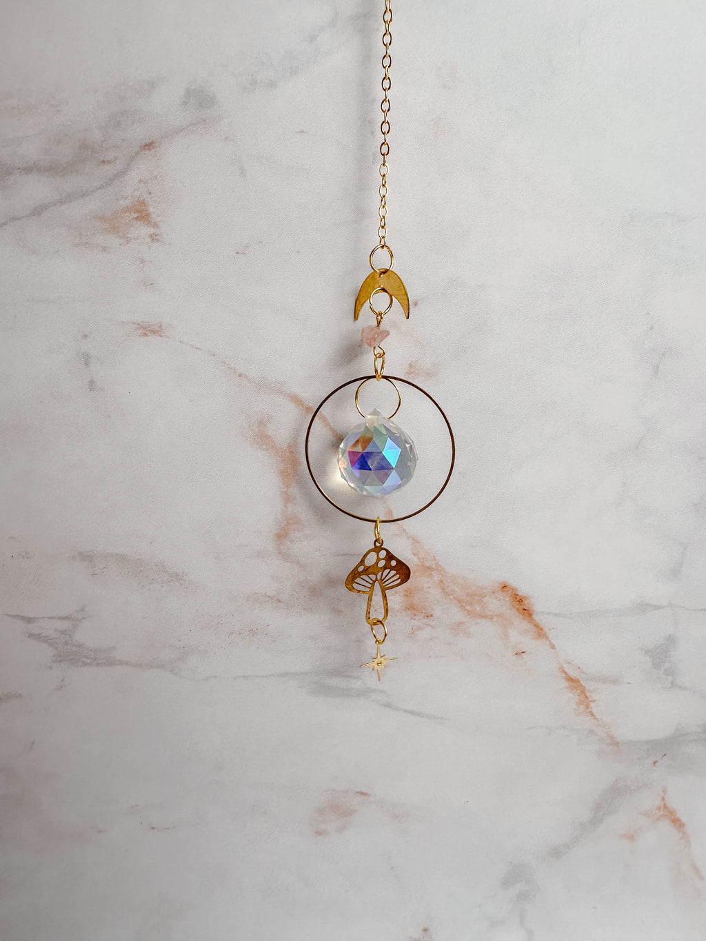 Attrape-soleil Champignon doré, lune & cristal