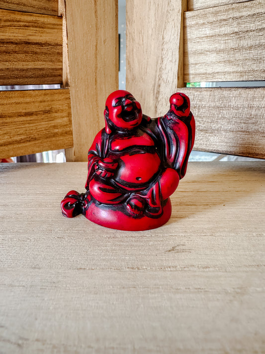 Petit Bouddha Rouge Bordeaux en Polyrésine : Sérénité et Élégance Profonde (Modèle 2)
