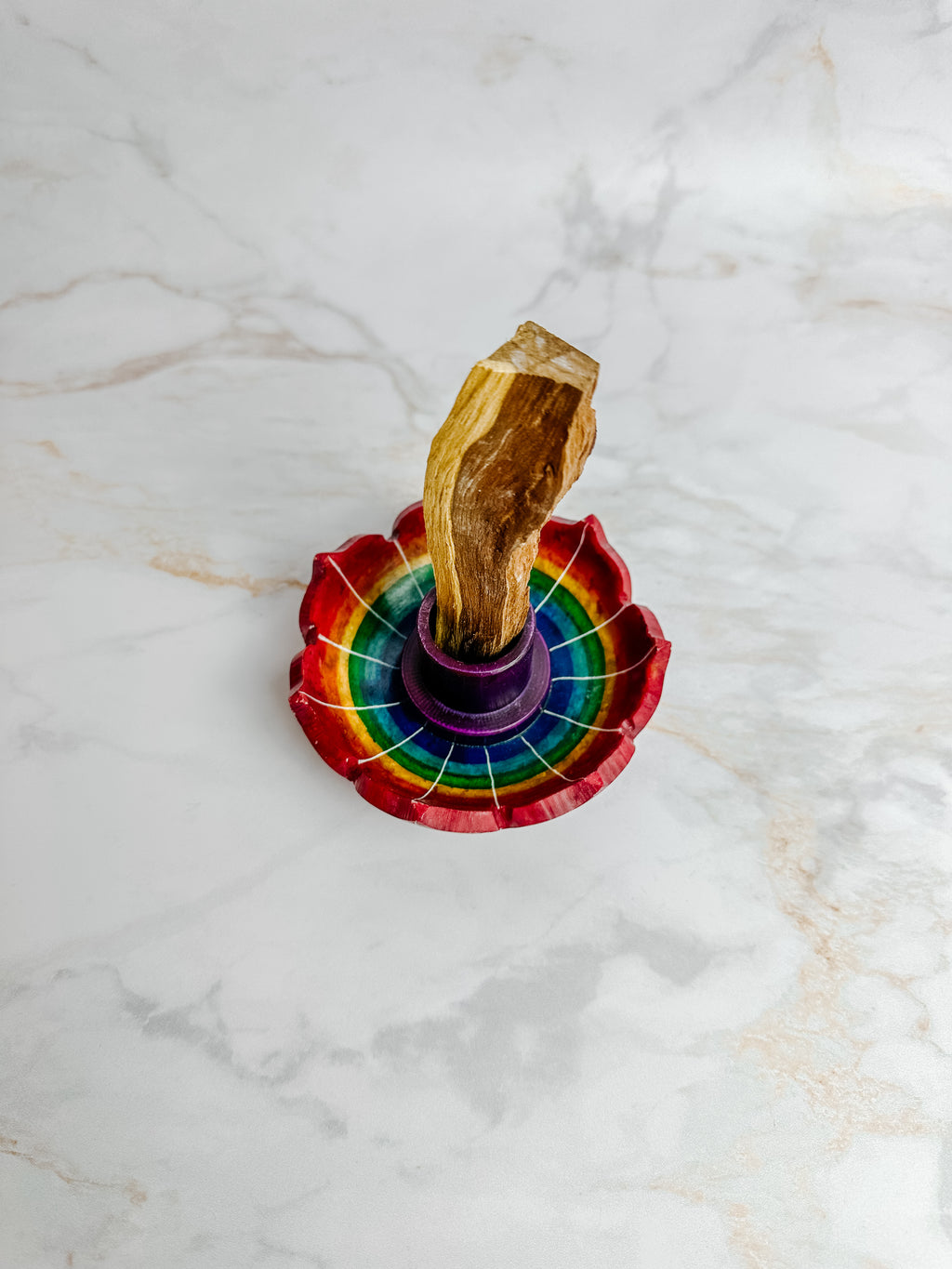 Palo Santo – Brûleur d’encens Lotus en pierre naturelle