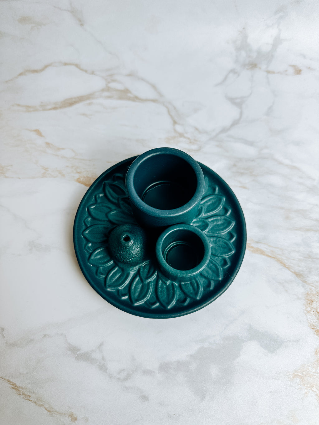 Brûleur en céramique 3-en-1 pour Palo Santo, smudge et encens – Couleur pétrole
