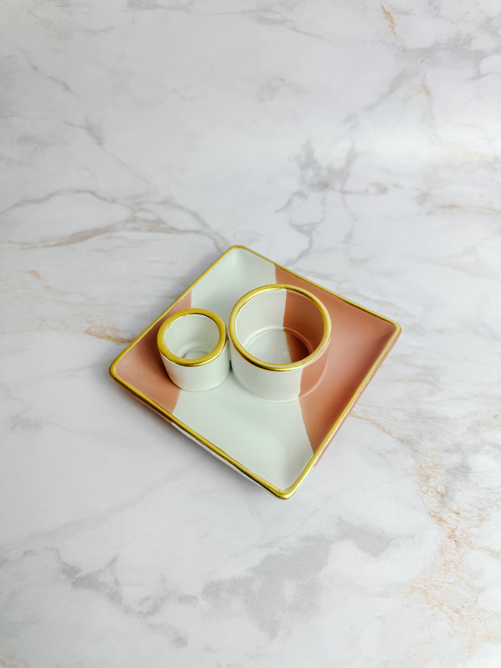 Brûleur en Céramique Sauge & Encens Rose Dorée – Purification Élégante