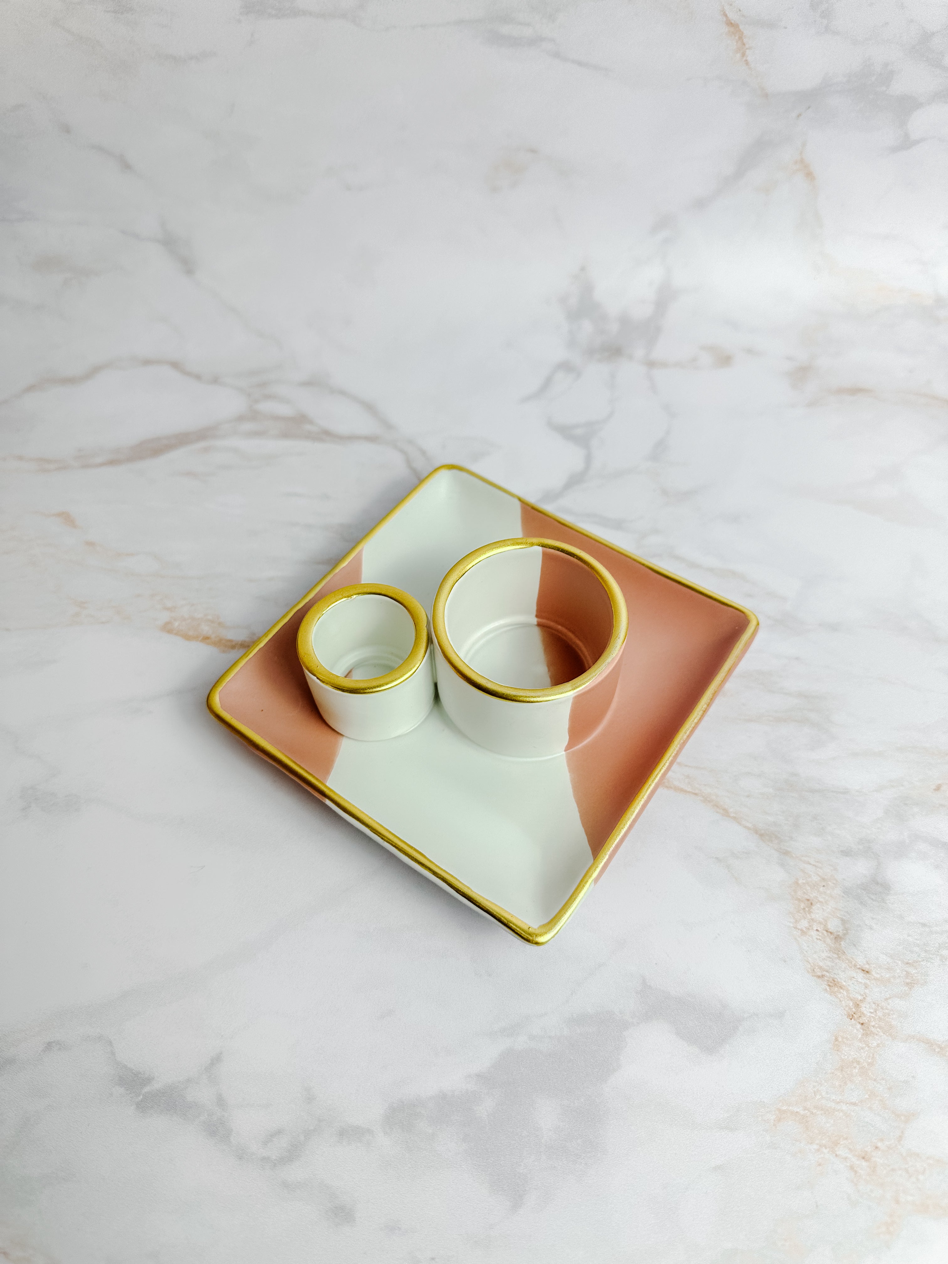 Brûleur en Céramique Sauge & Encens Rose Dorée – Purification Élégante