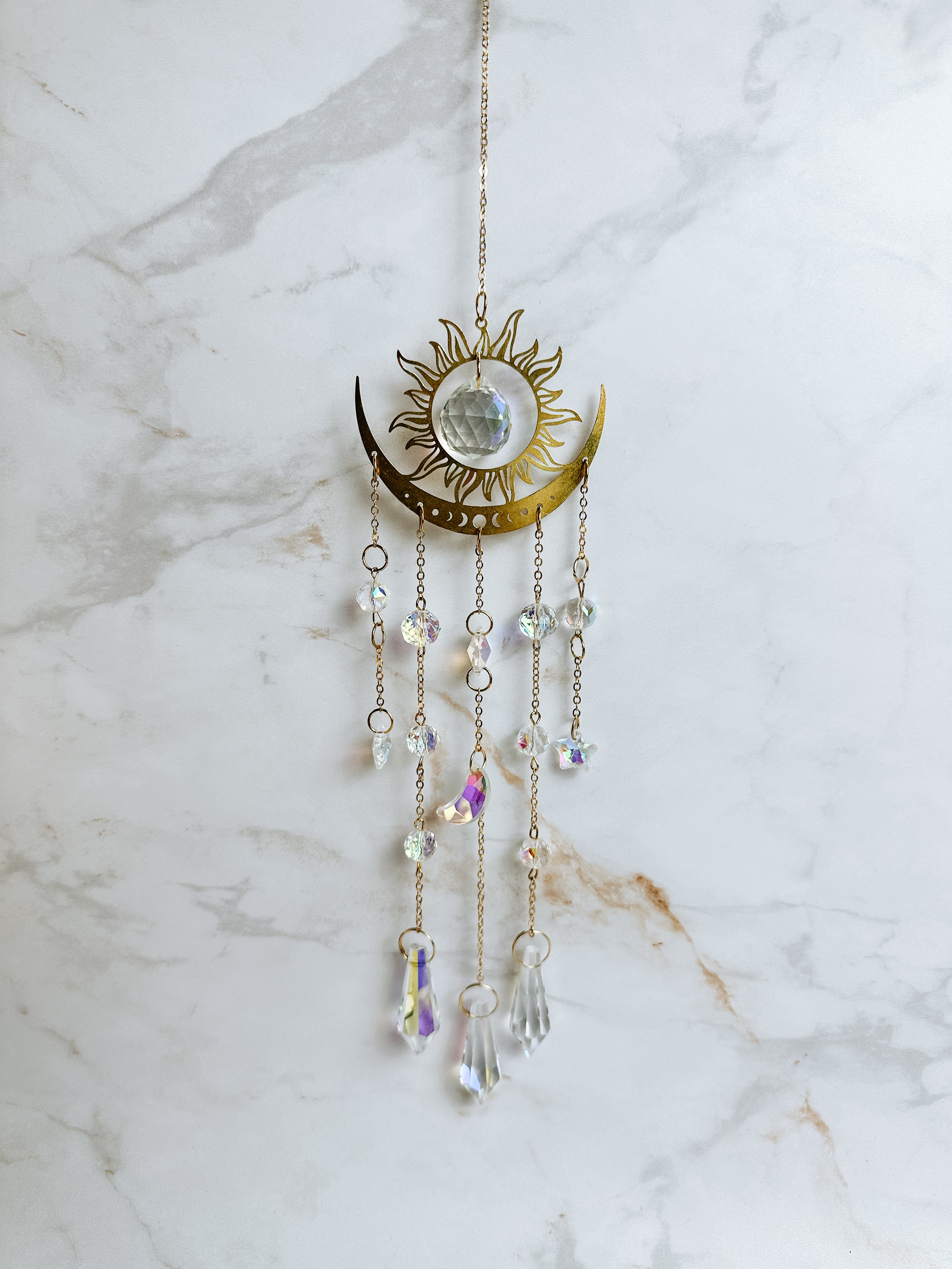 ✨ Attrape-soleil Soleil & Demi-Lune – Cristal lumineux