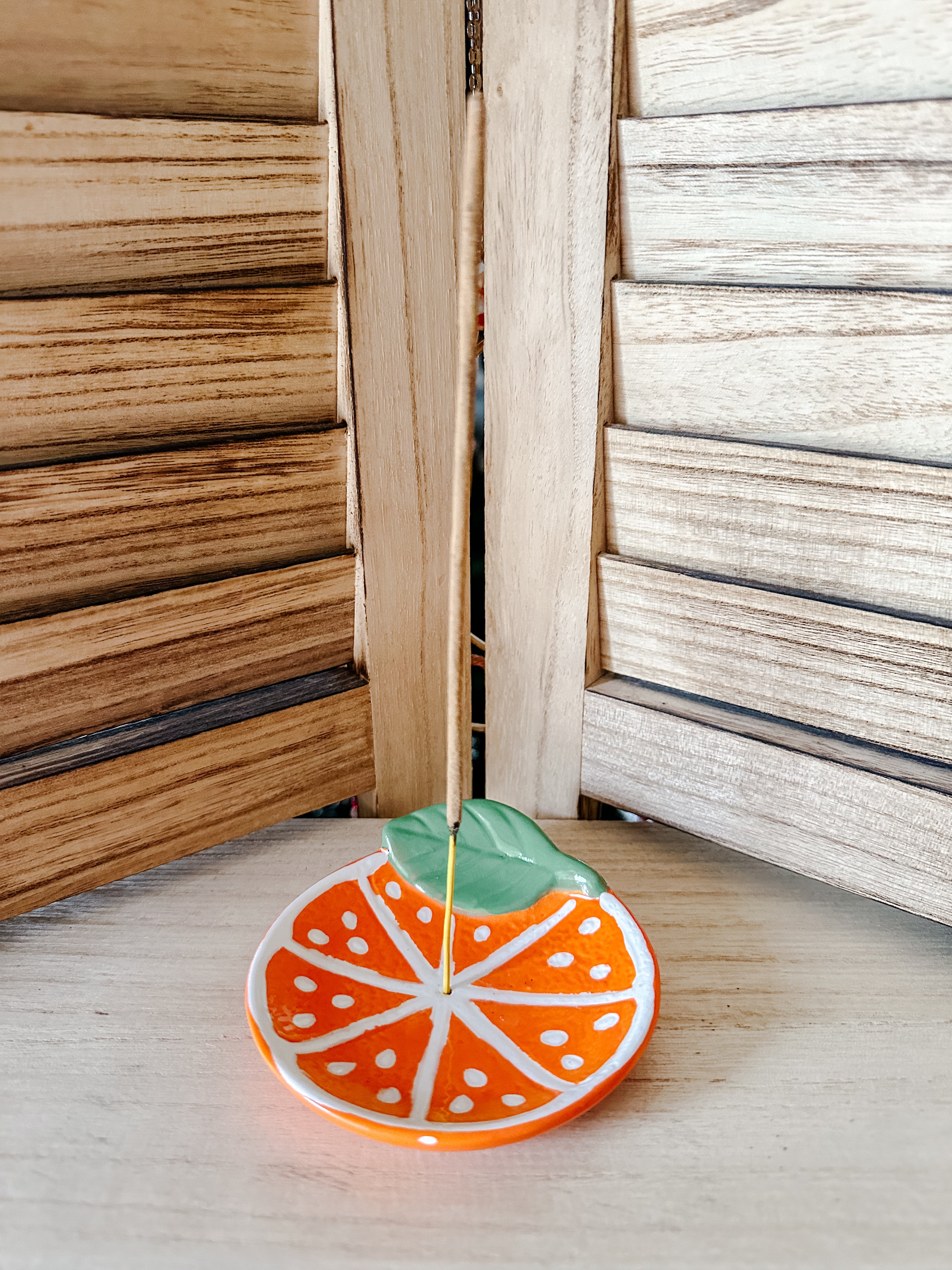 Porte-Encens en Céramique Tranche d'Orange